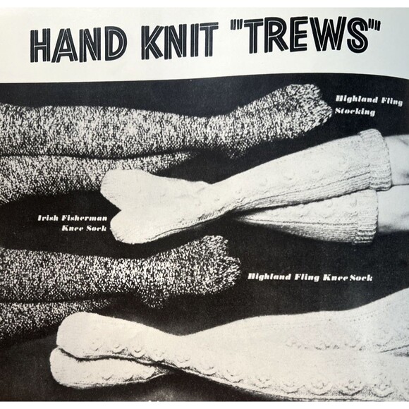 Vintage 1960s Hand Knitting Pattern IRISH FISHERMEN HIGHLAND STOCKING KNEE HIGHS - Picture 1 of 1